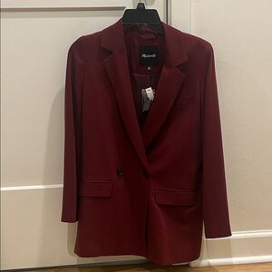 Madewell Maroon Oversized Double-Breasted Blazer